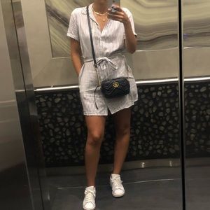 Abercrombie Linen-Blend Shirt Dress, Blue Stripe